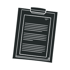Notes Folder Icon Silhouette Illustration. Document Checklist Vector Graphic Pictogram Symbol Clip Art. Doodle Sketch Black Sign.