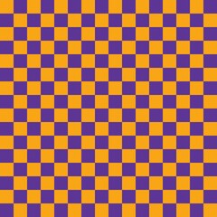 Orange and purple checkerboard pattern background. Check pattern designs for decorating wallpaper. Vector background. Halloween pattern.