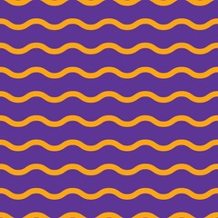 Purple and orange wave pattern. Wave line pattern. Seamless wavy texture. Vector illustration. Halloween background.
