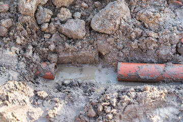 Wasserrohrbruch auf Baustelle