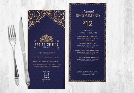 Indian Restaurant Menu Flyer Card
