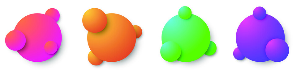 Creative 3d shapes. Vector illustration. Set of abstract modern graphic elements. Cute banners with gradient.