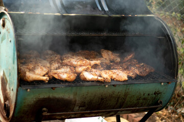 jerk pan barbecue, food, meat, cooking, bbq, grilled