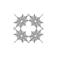Template of decorative spider web, decor for holiday of Halloween. Vector illustration for design.