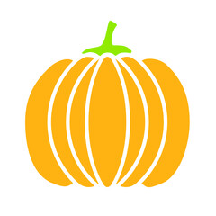 Pumpkin  a flat vector color logo icon for websites, Halloween or Thanksgiving holiday