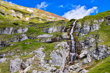 Obarsia Ialomitei waterfall in the Bucegi mountains in Romania