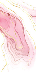 Abstract blush pink liquid watercolor background with golden glitter stains and lines. Rose marble alcohol ink drawing effect with gold foil. Vector illustration template for wedding invitation