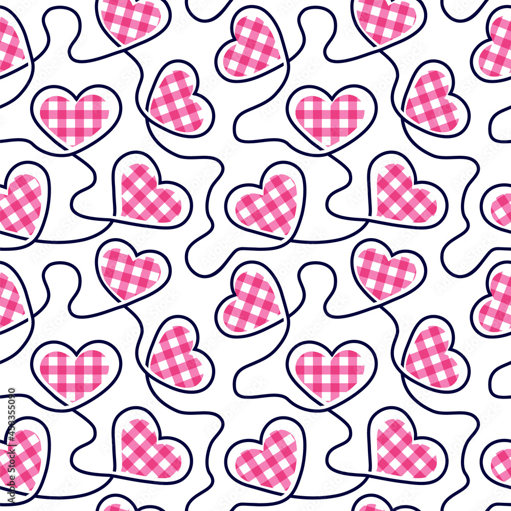 Poster heart seamless pattern. hearts background. repeated love texture. checked printed. repeating marks p