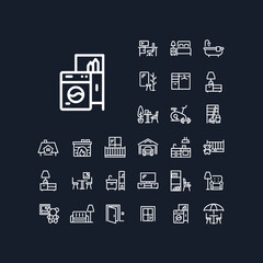 Laundry line icon in set on the black background. High quality outline symbol for web design or mobile app.