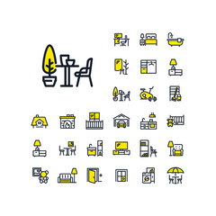 Terrace line icon in set on the white background. Two-color high quality outline symbol for web design or mobile app.