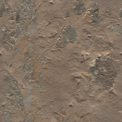 Crackling paint on the plastered wall. The background of an old wall with peeling dirty paint. 3D-rendering