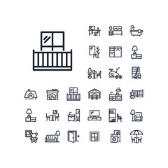 Balcony line icon in set on the white background. High quality outline symbol for web design or mobile app. - obrazy, fototapety, plakaty