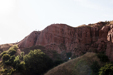 Fototapeta premium Europe’s Unique Red Canyon Groapa Ruginoasa is one of the most unique natural areas protected by law in the whole region of Transylvania. This geological natural reservation is located in the South-Ea