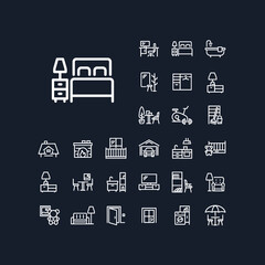 Bedroom line icon in set on the black background. High quality outline symbol for web design or mobile app.