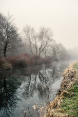 Obraz na płótnie Canvas Foggy Dull Day at Irish Canal