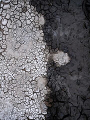 Dry cracked mud with interesting patterns. Different size of cracks.