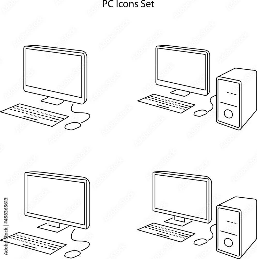 Poster pc computer with monitor icon isolated on white background. pc computer with monitor icon trendy and