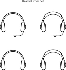 headset icons set isolated on white background. headset icon thin line outline linear headset symbol for logo, web, app, UI. headset icon simple sign.