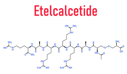 Etelcalcetide drug molecule. Skeletal formula.