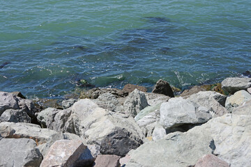 Fototapeta na wymiar California pacific ocean coast rocky water edge at the San Francisco bay