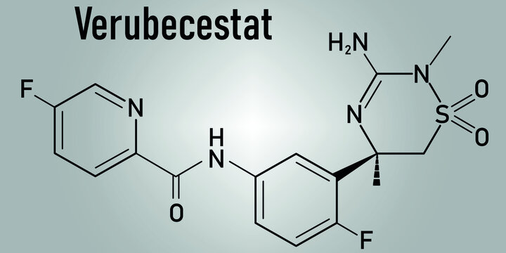 Verubecestat Alzheimer's disease drug molecule (BACE1 inhibitor). Skeletal formula.