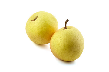 Ripe pear fruits isolated on white background