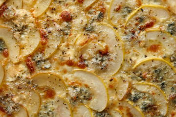 Pizza with blue cheese and pear
