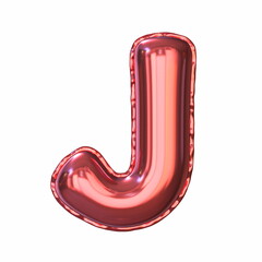 Red metallic balloon font Letter J 3D