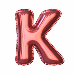 Red metallic balloon font Letter K 3D