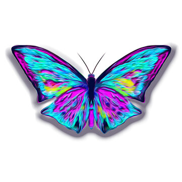 Colourful abstract butterfly on white background. Art and design