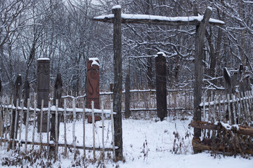 Pagan temple. Idols. Chura. Slavic Russian paganism.