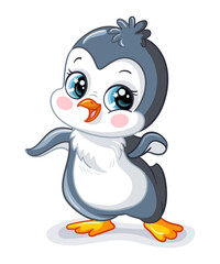 Cute baby boy penguin cartoon character vector