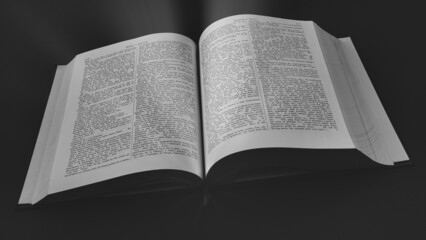 Obraz premium Ancient Greek, Latin Dictionary with white dramatic light, Education, knowledge concept