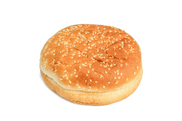 Burger bun with sesame isolated on white background