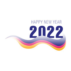 Happy New Year 2022 text design. Cover of business diary for 2022with wishes. Brochure design template, card, banner. Vector illustration. Isolated on white background.