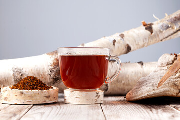 Cup of Chaga tea. Strong antioxidant, boosts immune system, has detox quality, improves digestive