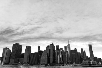 New York’s skyline in black and white 