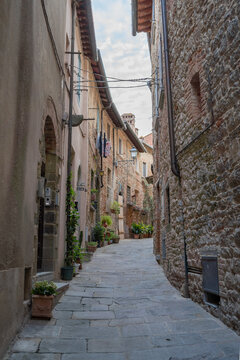 Ancient stone buildings in Lucignano, Italy