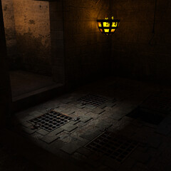 3d-illustration of an dungeon jail for background usage