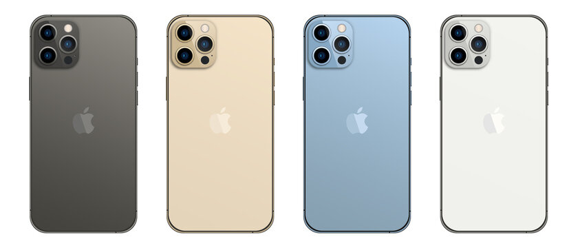 Magelang, Indonesia - September 20, 2021. New iPhone 13 Pro in four color: Graphite, Gold, Sierra Blue, and Silver. EPS 10. Vector illustration