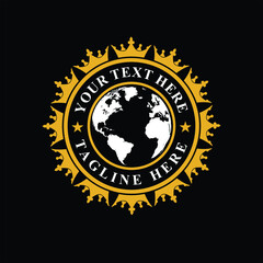 globe with crown around it.