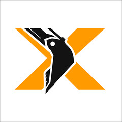 excavator in letter X