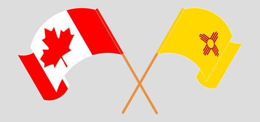 Crossed and waving flags of Canada and the State of New Mexico