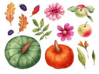 Autumn clipart in watercolor