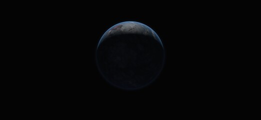 Earth Planet and Moon, Picture of Blue planet and Sun - 3d representation