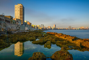 Coastline and cityscape of Havana, Cuba during daylight