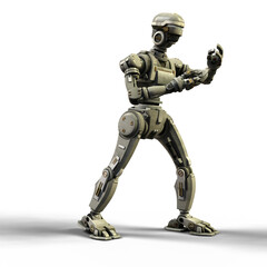 3D-illustration of giant sci-fi robot over white