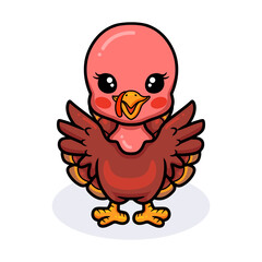 Cute baby turkey cartoon raising hands