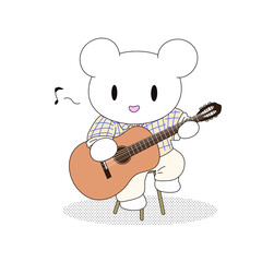 ギターを弾くミュージシャンの小動物