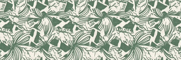 Fototapeta premium Seamless two tone hand drawn brushed effect pattern border swatch. High quality illustration. Collage of minimal drawings arranged in a seamless pattern with fabric texture overlay. Rough scribble.